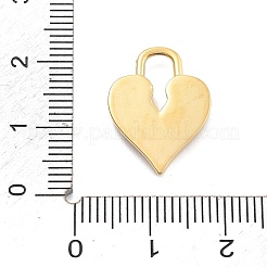 304ステンレスペンダント  ラインストーン付き  PVD真空メッキ  ハートロック  18KGP本金メッキ  19x14x2mm  穴：8x4mm&nbsp;STAS-R155-032G