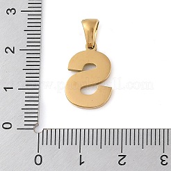 PVD真空メッキ304ステンレスペンダント  ゴールドカラー  レターチャーム  文字S  17x11.5x1.5mm  穴：5x3mm&nbsp;STAS-Z072-01G-S