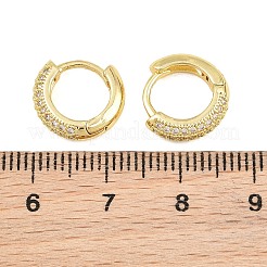 真鍮製マイクロパヴェキュービックジルコニアフープピアス  ラウンド  16KGP本金メッキ  12.5x3.5mm&nbsp;KK-CBAD104-04G-C