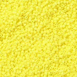 シリンダーシードビーズ  つや消し色  均一サイズ  きいろ  2x1.3~1.5mm  穴：0.8~1mm  約888個/10g&nbsp;X-SEED-H001-C01