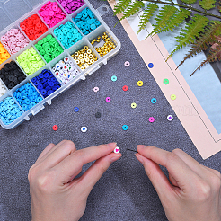Flat Round Handmade Polymer Clay Beads&nbsp;CLAY-CJ0001-21