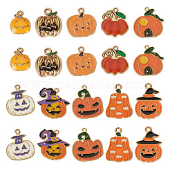 20pcs10スタイルハロウィーンテーマ合金エナメルペンダント  ミックスカボチャチャーム  ミックスカラー  15~27x12~20x1~3mm  穴：1.2~2mm  2個/スタイル&nbsp;ENAM-TA0003-43