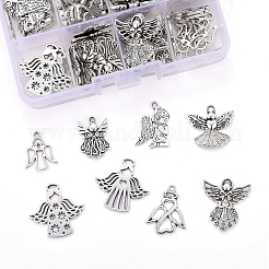 80pcs8スタイルチベットスタイルアロイペンダント  祈る天使  カドミウムフリー＆鉛フリー  アンティークシルバー  10個/スタイル&nbsp;TIBEP-LS0001-07
