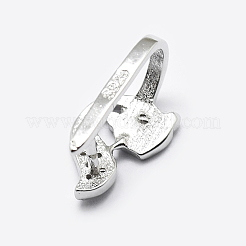 Anti-Tarnish Rhodium Plated 925 Sterling Silver Micro Pave Cubic Zirconia Pendant Bails&nbsp;X-STER-P034-03P