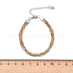 304ステンレススチール製インターロッキングヘリンボーンチェーンブレスレット（女性用）  イオンプレーティング（ip）  長持ちメッキ  ミックスカラー  6.61インチ（16.8cm）&nbsp;BJEW-K240-08A-M