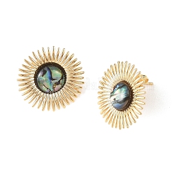 女性用パウア貝と真鍮のスタッドピアス  花  ゴールドカラー  24.5mm&nbsp;EJEW-JE07473-01
