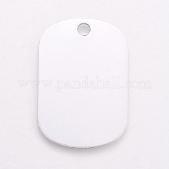 アルミペンダント  ペットタグ  長方形  銀  38x25x1mm  穴：3.5mm&nbsp;ALUM-WH0007-04B