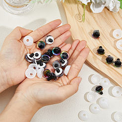 半円形樹脂製安全目20セット  人形作り用品  プラスチックワッシャー付き  カラフル  30x18mm&nbsp;DOLL-FH0001-03B