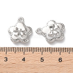 ラックメッキ合金ラインストーンペンダント  花のチャーム  プラチナ  16.5x14x4mm  穴：1.2mm&nbsp;FIND-M038-19P