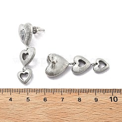 Heart 304 Stainless Steel Clear Cubic Zirconia  Dangle Stud Earrings&nbsp;EJEW-D319-17P