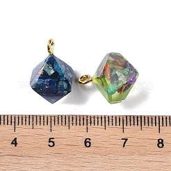 エポキシ樹脂で染めた合成インペリアルジャスパーペンダント  金色の真鍮ループ  混合図形  19~21x13~14x13.5~17mm  穴：2mm&nbsp;G-P529-01G