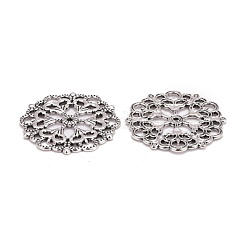 チベットスタイルフィリグリーのジョイナのリンク  無鉛の  花  アンティークシルバー  29x1mm  穴：1.2mm&nbsp;X-TIBE-A11623-AS-LF