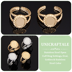 8Pcs 2 Colors 304 Stainless Steel Open Cuff Ring Settings&nbsp;RJEW-UN0002-74