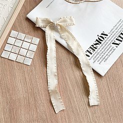 10ヤードのポリエステルフリルリボン  ちょう結び用  衣服の装飾品  フローラルホワイト  1インチ（25mm）&nbsp;PW-WG29113-18