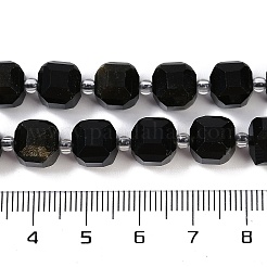 天然石ゴールデンシーンオブシディアンビーズ連売り  ファセットテーブルカットキューブビーズ  シードビーズで  8.5~9x9~9.5x9~9.5mm  穴：1mm  約36~38個/連  15.35~15.55''（39~39.5センチメートル）&nbsp;G-B125-O03-01