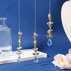3Pcs Leaf Glass Hanging Suncatchers&nbsp;HJEW-TADJ0015