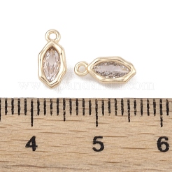 真鍮製ガラスペンダント  楕円形のチャーム  18KGP本金メッキ  9.5x2.5x4mm  穴：1mm&nbsp;KK-K351-33G