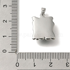 真鍮チャーム  ガラスと  スクエアチャーム  丸カン付き  プラチナ  18x14x6mm  穴：4.5x3mm&nbsp;KK-K388-25G