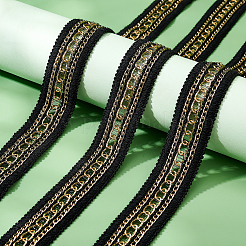 アクリル繊維リボン  金メッキアルミニウムチェーン付き  裁縫用  フラット  ブラック  1-1/8インチ（28~30mm）  約5.00ヤード（4.57m）/セット&nbsp;OCOR-GA0001-27A