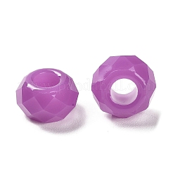 レジンヨーロピアンビーズ  大穴ビーズ  多面カット  ロンデル  蘭  13.5x8mm  穴：5.5mm&nbsp;RESI-B020-06J