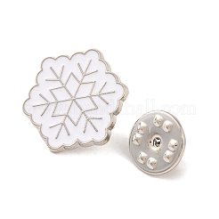クリスマステーマのエナメルピン  バックパック服用合金ブローチ  スノーフレーク  20x18x1mm&nbsp;JEWB-M043-01F