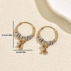 女性用ツイスト真鍮フープピアス  ゴールデン＆シルバー  31x20mm&nbsp;UG4037