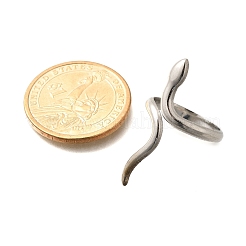 女性用スネーク 304 ステンレススチール オープンカフリング  ステンレス鋼色  内径：17mm&nbsp;RJEW-M046-02P