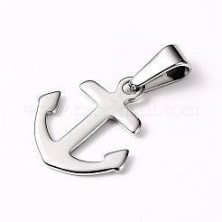 変色しにくい304ステンレススチールペンダント  アンカー  ステンレス鋼色  18x16x1mm  穴：8x3mm&nbsp;X-STAS-I127-060P