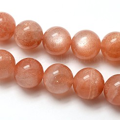 天然宝石サンストーンラウンドビーズ連売り  6mm  穴：1mm  約62個/連  15.5インチ&nbsp;G-E251-34-6mm