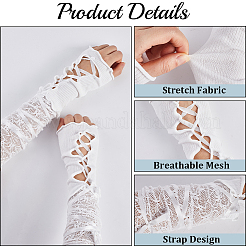 2 Pairs 2 Styles Polyester Bandage Long Lace Oversleeve Gloves&nbsp;AJEW-GF0010-70B