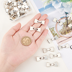 チベットスタイルの合金製折りたたみ留め具30セット  カドミウムフリー＆鉛フリー  アンティークシルバー  28x13x5mm  穴：4mm&nbsp;TIBE-OC0001-04