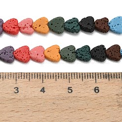 合成溶岩岩ビーズ連売り  染め  ハート  ミックスカラー  5.5~6x6.5x3mm  穴：0.7mm  約65個/連  14.80''（37.6センチメートル）&nbsp;G-A317-C01-01