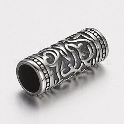 304ステンレスチューブビーズ  アンティークシルバー  24x9.5mm  穴：7mm&nbsp;STAS-E133-059AS