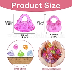 60個2スタイル透明アクリルパーツ  バッグ  ミックスカラー  19.5~23x17~26x4.5~11mm  穴：6~8mm  約30個/スタイル&nbsp;TACR-YW0003-38