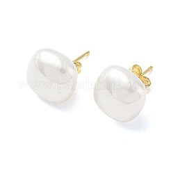 Brass & ABS Plastic Imitation Pearl Stud Earrings for Women&nbsp;PL-CBA760A-03A-G02