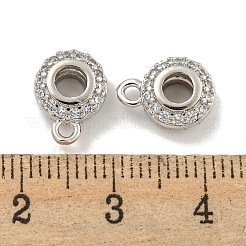 真鍮キュービックジルコニアチューブベイル  ループベイル  長持ちメッキ  鉛フリー＆カドミウムフリー  ロンデル  プラチナ  10.5x8x4mm  穴：3.5mmと1.4mm&nbsp;KK-L215-200P