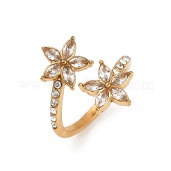 304 Stainless Steel Micro Pave Cubic Zirconia Cuff Rings with Rhinestone&nbsp;RJEW-V008-01G-02