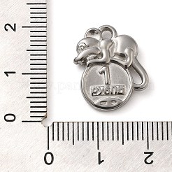 304ステンレスペンダント  お土産のネズミチャーム  ステンレス鋼色  18x15x3.5mm  穴：2mm&nbsp;STAS-M070-08P