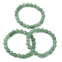 Natural Green Strawberry Quartz Round Beaded Stretch Bracelets for Women&nbsp;GG-CBA3F02-01