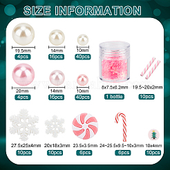 DIY クリスマス花瓶フィラー  キャンディケイン＆ツリー＆ロリリップポリマークレイ＆プラスチックラウンドビーズを含む  スノーフレーク pvc ネイル アート スパンコール  ピンク&nbsp;DIY-BC0009-66