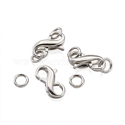真鍮製ダブルオープニングカニカン  リング付き  プラチナ  12x8mm&nbsp;FIND-TA0001-46P