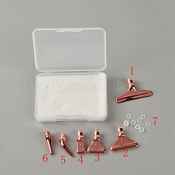 亜鉛合金ダイヤモンド粘着ペンヘッドセット  シリコンリングとプラスチックボックス付き  ローズゴールド  0.5~2.2x0.5~3.6x0.1~0.7cm  内径：0.2のCM  21個/セット&nbsp;TOOL-SZC0002-04