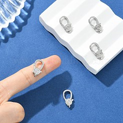 シーグレース ブラジャー マイクロパヴェ クリアキュービックジルコニア ロブスタークラスプ  カドミウムフリーと鉛フリー＆ニッケルフリー  プラチナメッキ  19x10x5mm  穴：1.5mm&nbsp;XGRQ5F098-796P