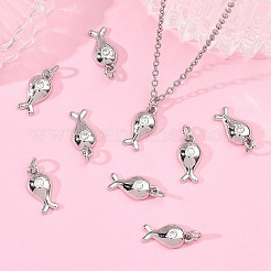 シェグレース 真鍮製クリアキュービックジルコニアチャーム  魚のチャーム  カドミウムフリーと鉛フリー＆ニッケルフリー  プラチナメッキ  12x6x2.5mm  穴：2.5mm&nbsp;XGRQ3P017-582P