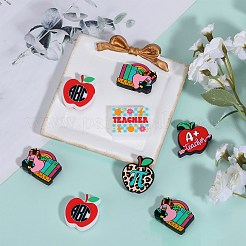 10 個 5 スタイル教師の日シリコン焦点ビーズ  混合図形  混合図形  22~28x24~30x7.5~8mm  穴：2mm  2個/スタイル&nbsp;SIL-SZ0001-70