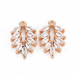 Rack Plating Brass Micro Pave Clear Cubic Zirconia Pendants&nbsp;KK-T060-33-RS