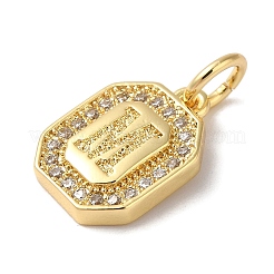 Real 18K Gold Plated Brass Micro Pave Clear Cubic Zirconia Pendants&nbsp;KK-L216-002G-M