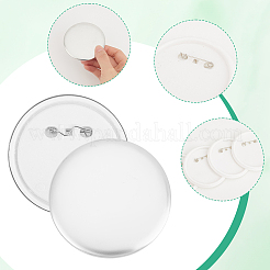 鉄製ブローチ金具12セット  プラスチックバック付き  フラットラウンド  プラチナ  75x3mm&nbsp;FIND-SP0003-13