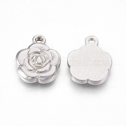 変色しにくい201ステンレススチールペンダント  花  ステンレス鋼色  19.5x16x3mm  穴：2.5mm&nbsp;STAS-O118-14P