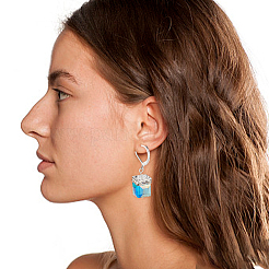 3 Pairs 3 Colors Bling Glass Cube Dangle Leverback Earrings&nbsp;EJEW-AN0002-81